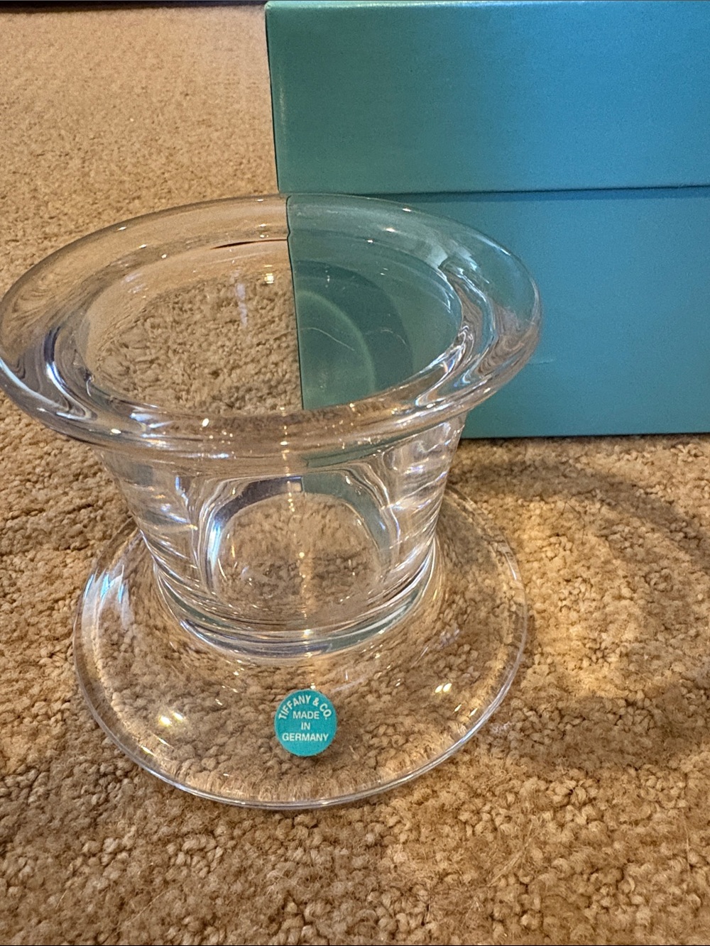 Tiffany & Co. Crystal Votive Holder with Signature Blue Accent